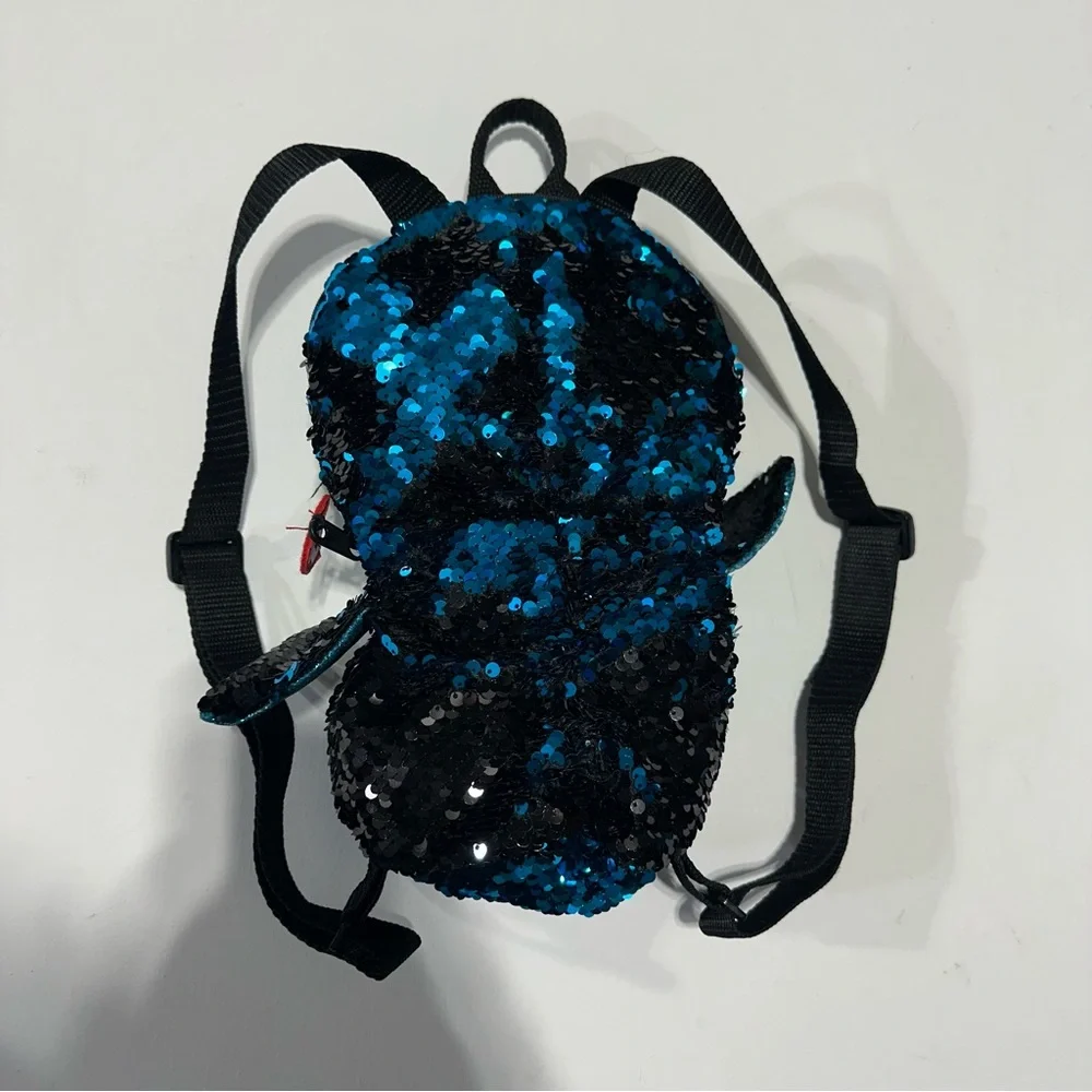 TY Fashion Sequin Black and Blue Backpack - Waddles the penguin
